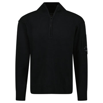CP Company Arm Lens Wool Half Zip Knit Jumper Black