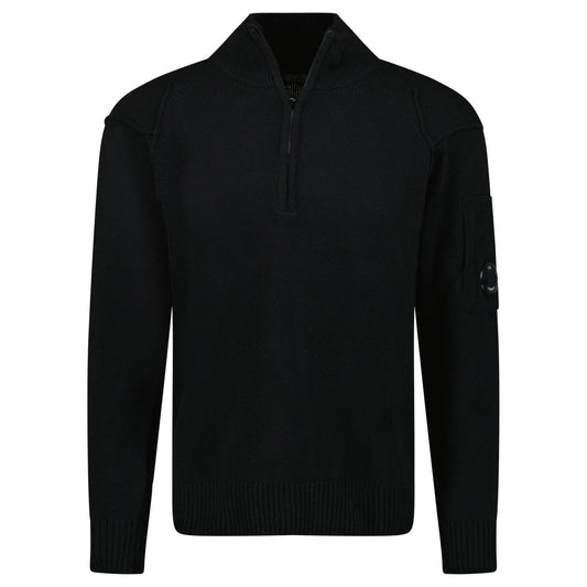 CP Company Arm Lens Wool Half Zip Knit Jumper Black