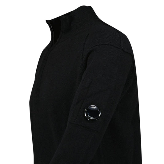 CP Company Arm Lens Wool Half Zip Knit Jumper Black