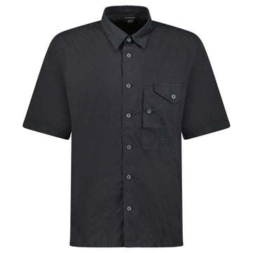 CP Company Black Popeline Short Sleeve Shirt