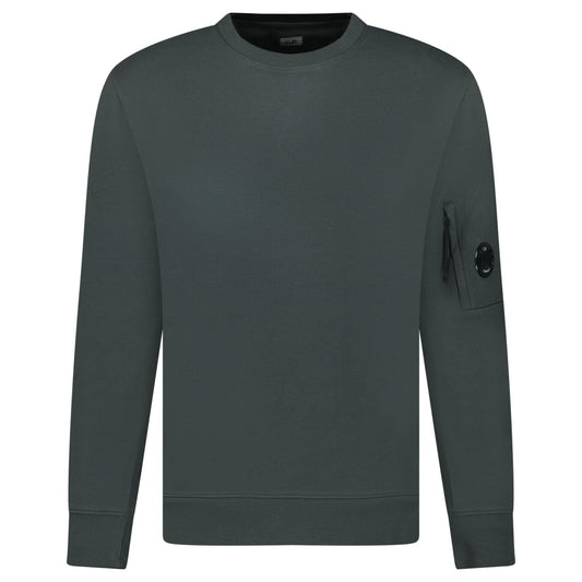 CP Company Diagonal Raised Fleece Crewneck Lens Sweatshirt Dark Shadow Grey