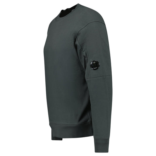 CP Company Diagonal Raised Fleece Crewneck Lens Sweatshirt Dark Shadow Grey