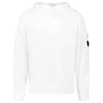 CP Company Diagonal Raised Fleece Lens Hooded Sweatshirt in White