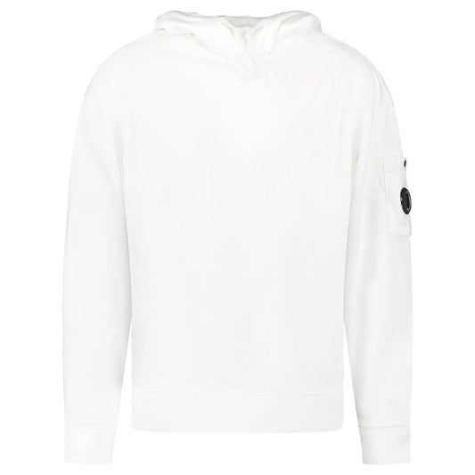 CP Company Diagonal Raised Fleece Lens Hooded Sweatshirt in White
