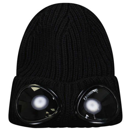 CP Company Extrafine Merino Wool Goggle Beanie in Black