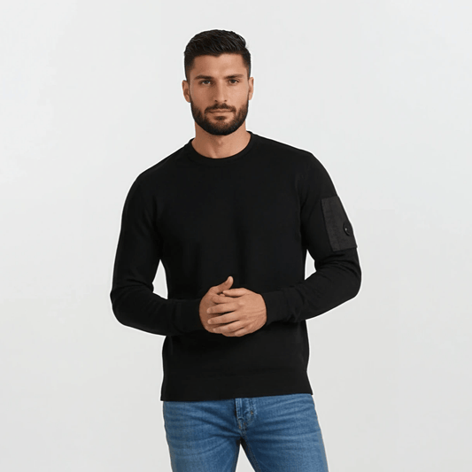 CP Company Sea Island Knitted Lens Sweatshirt Black