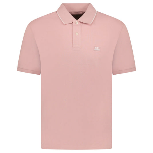 CP Company Stretch Piquet Striped Collar Polo Shirt Misty Rose