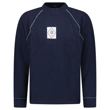 CP Company Denim Indigo Fleece Vanisé Logo Sweatshirt