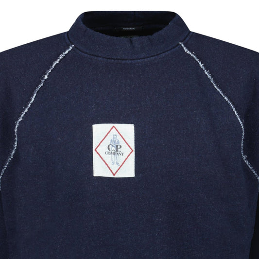 CP Company Denim Indigo Fleece Vanisé Logo Sweatshirt