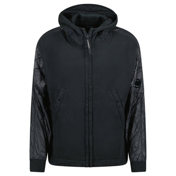CP Company Diagonal Raised Mixed Quilted Hooded Black Sand