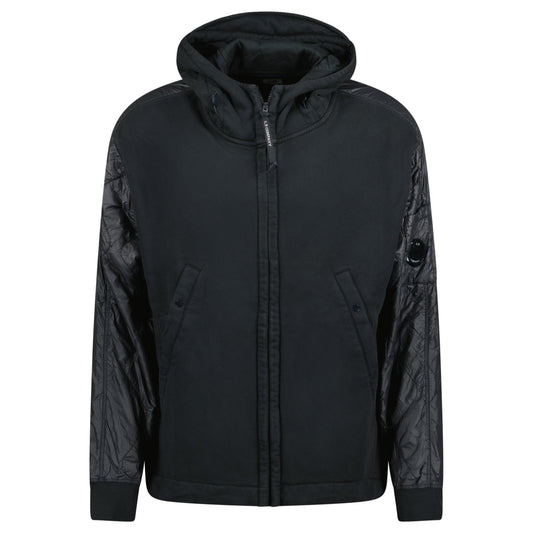 CP Company Diagonal Raised Mixed Quilted Hooded Black Sand