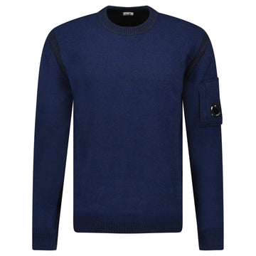 CP Company Fleece Knit Crewneck Vanisé Lens Knit Jumper Estate Blue