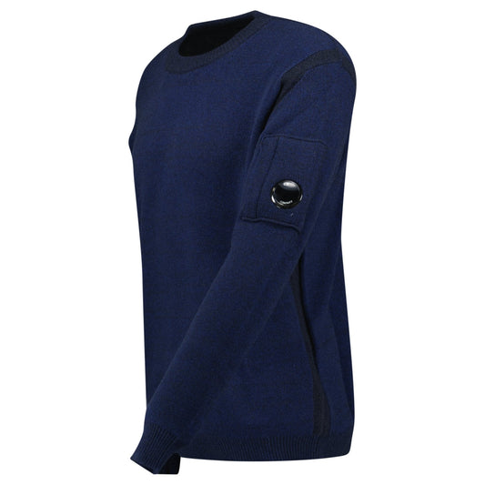 CP Company Fleece Knit Crewneck Vanisé Lens Knit Jumper Estate Blue