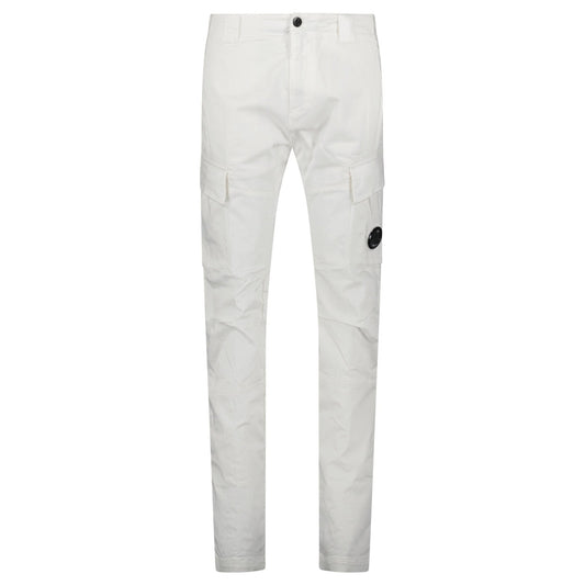 CP Company Gauze White Ergonomic Stretch Sateen Cargo Lens Pants