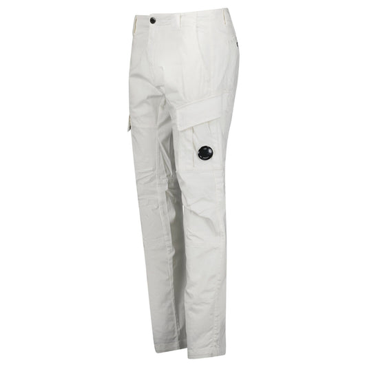 CP Company Gauze White Ergonomic Stretch Sateen Cargo Lens Pants