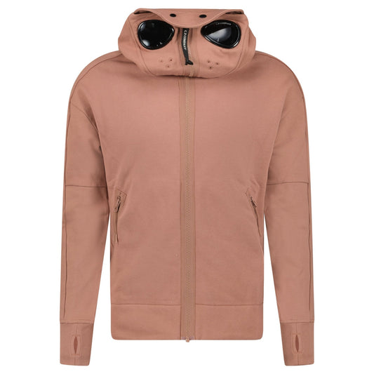 CP Company Hooded Explorer Goggle Zip Up Sweatshirt Light Brown