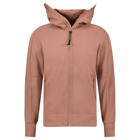CP Company Hooded Explorer Goggle Zip Up Sweatshirt Light Brown