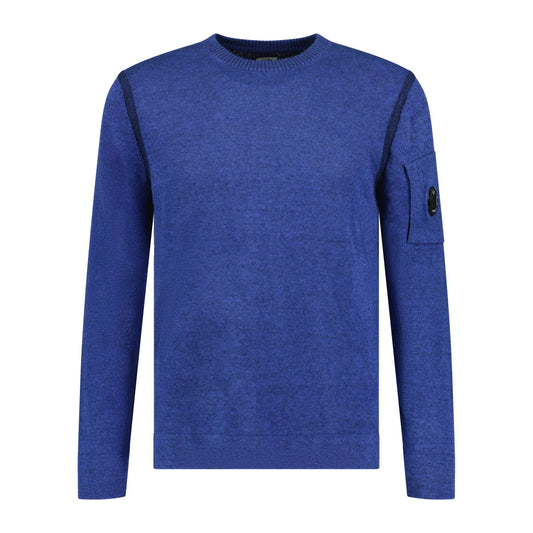 CP Company Knit Arm Lens Sweatshirt Blue