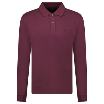 CP Company Long Sleeve Piquet Polo T-Shirt Potent Purple