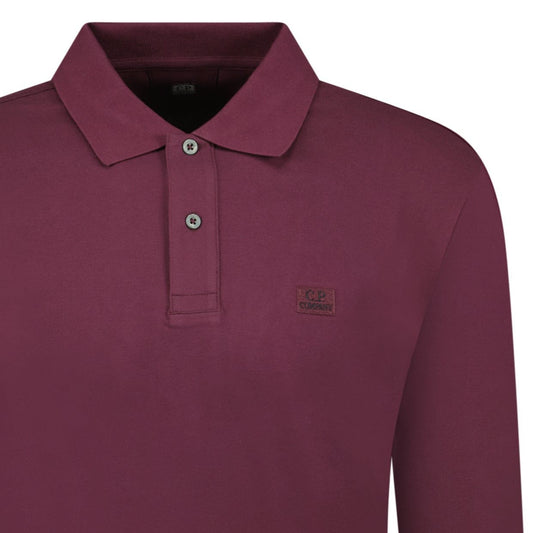 CP Company Long Sleeve Piquet Polo T-Shirt Potent Purple