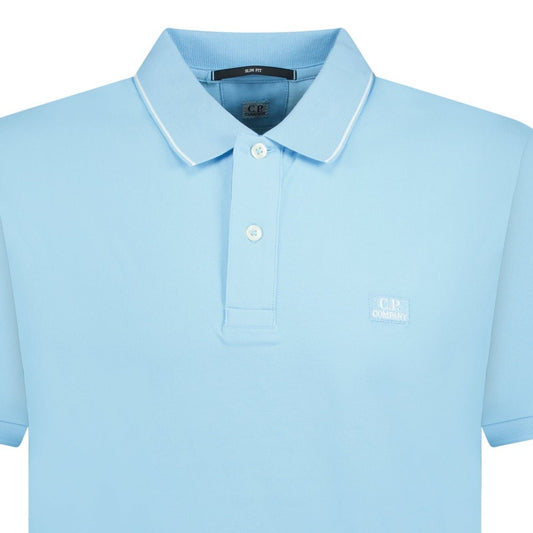 CP Company Short Sleeve Stitch Logo Polo T-Shirt Baby Blue