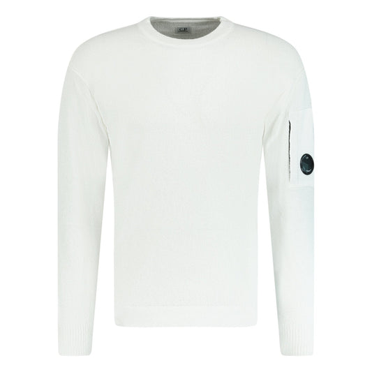 CP Company Sponge Knit Arm Lens Sweatshirt White