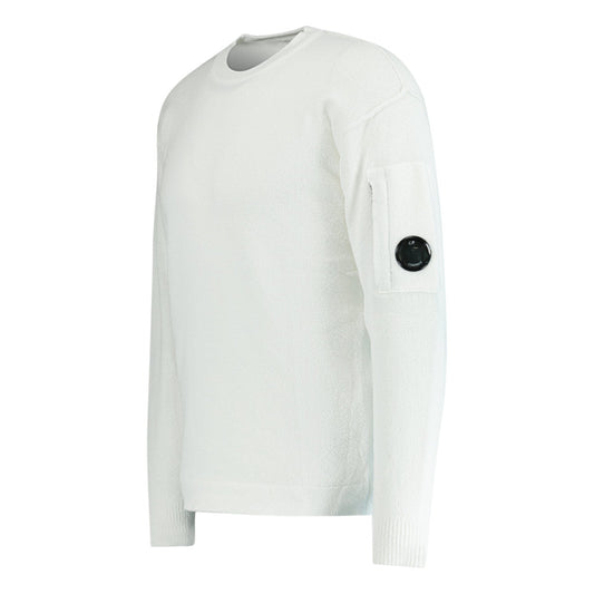 CP Company Sponge Knit Arm Lens Sweatshirt White