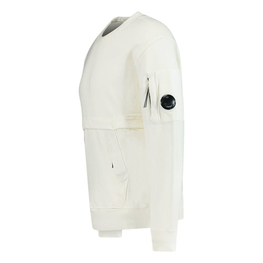 CP Company Zip-Pocket Lens Sweatshirt White