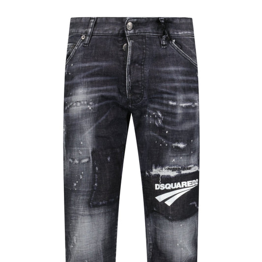 DSquared2 'Cool Guy' Print Logo Slim Fit Jeans Black