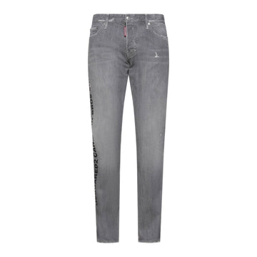 DSquared2 'Slim' Typo Distressed Stitch Grey Jeans