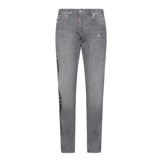DSquared2 'Slim' Typo Distressed Stitch Grey Jeans