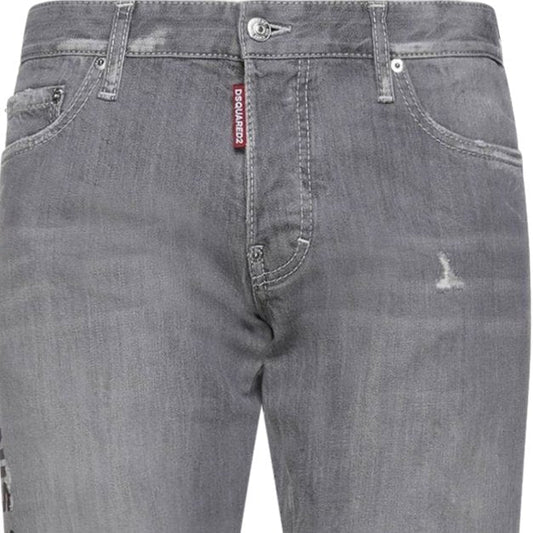 DSquared2 'Slim' Typo Distressed Stitch Grey Jeans