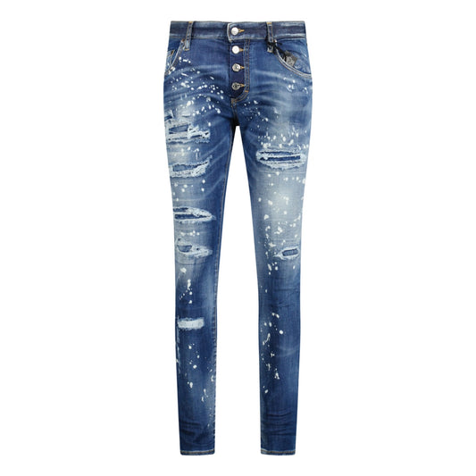 DSquared2 'Super Twinky Jean' Brown Patch Paint Splatter Jeans Blue