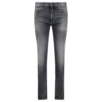 Emporio Armani J16 Slim-Cut Stonewashed Jeans in Black Grey