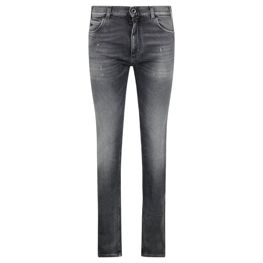Emporio Armani J16 Slim-Cut Stonewashed Jeans in Black Grey