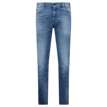 Emporio Armani J16 Slim-Cut Stonewashed Jeans in Blue