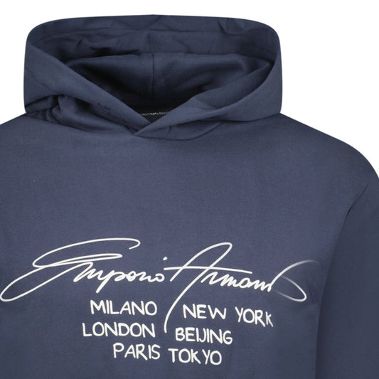 Emporio Armani Front Print Hooded Sweatshirt Navy