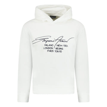 Emporio Armani Front Print Hooded Sweatshirt White