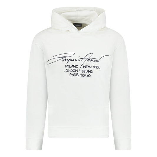 Emporio Armani Front Print Hooded Sweatshirt White