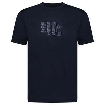 Emporio Armani Velvet Writing Logo Mercerised T-Shirt Navy