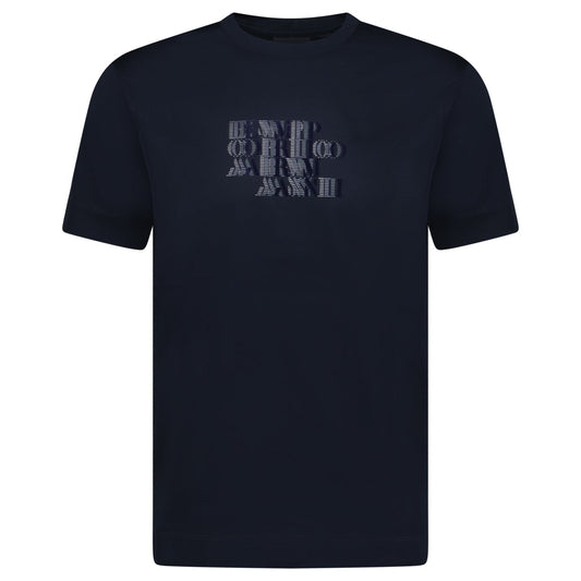 Emporio Armani Velvet Writing Logo Mercerised T-Shirt Navy