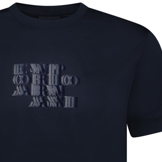 Emporio Armani Velvet Writing Logo Mercerised T-Shirt Navy