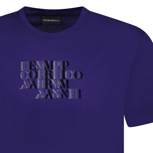 Emporio Armani Velvet Writing Logo Mercerised T-Shirt Purple