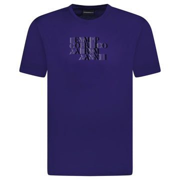 Emporio Armani Velvet Writing Logo Mercerised T-Shirt Purple