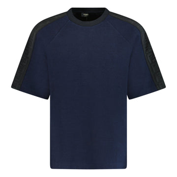 Fendi Mesh Sleeve Crew Neck T Shirt Navy