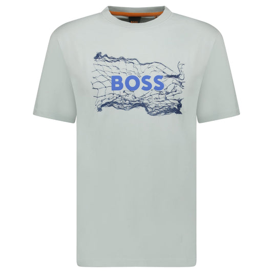 Hugo Boss Light Blue Cotton Jersey Artwork T-shirt