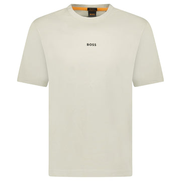 Hugo Boss Relaxed-Fit T-Shirt in Stretch Cotton with Logo Print Beige