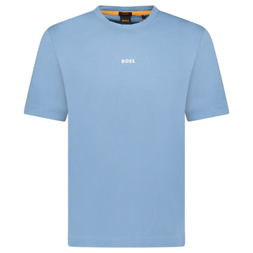 Hugo Boss Relaxed-Fit T-Shirt in Stretch Cotton with Logo Print Blue