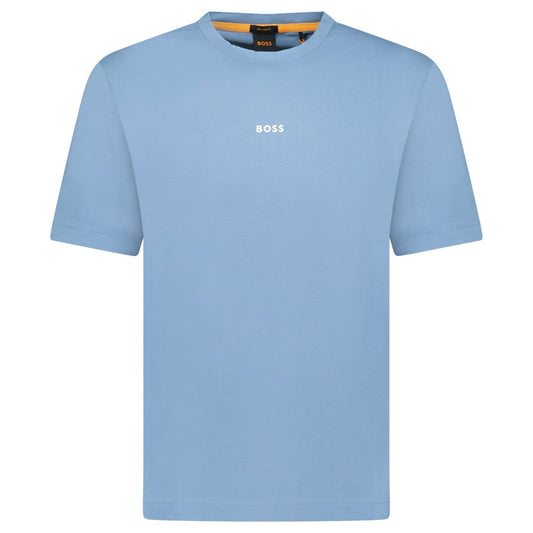 Hugo Boss Relaxed-Fit T-Shirt in Stretch Cotton with Logo Print Blue