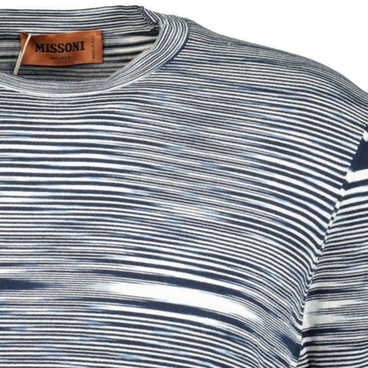 Missoni Knitted Stripe T-Shirt White & Navy